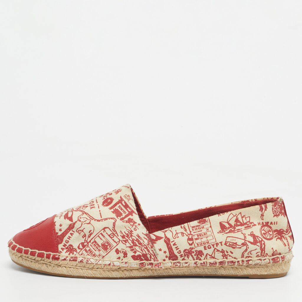 Tory Burch Pink/Canvas and Leather Lucia Espadrille Flats Size 39 Tory Burch Pink/Canvas and Leather Lucia Espadrille Flats Size 39