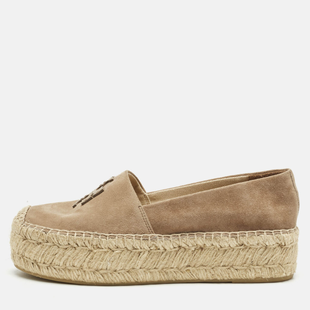 Tory Burch Beige Suede Platform Espadrille Flats Size 37.5 Tory Burch Beige Suede Platform Espadrille Flats Size 37.5