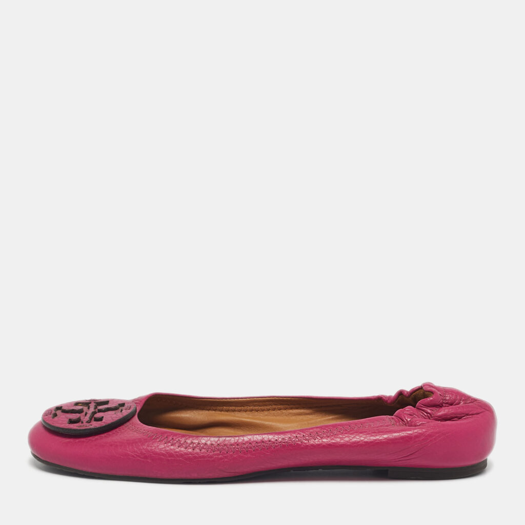 luxury-women-tory-burch-used-shoes-p1226245-001.jpg Tory Burch Purple Leather Scrunch Minnie Ballet Flats Size 39