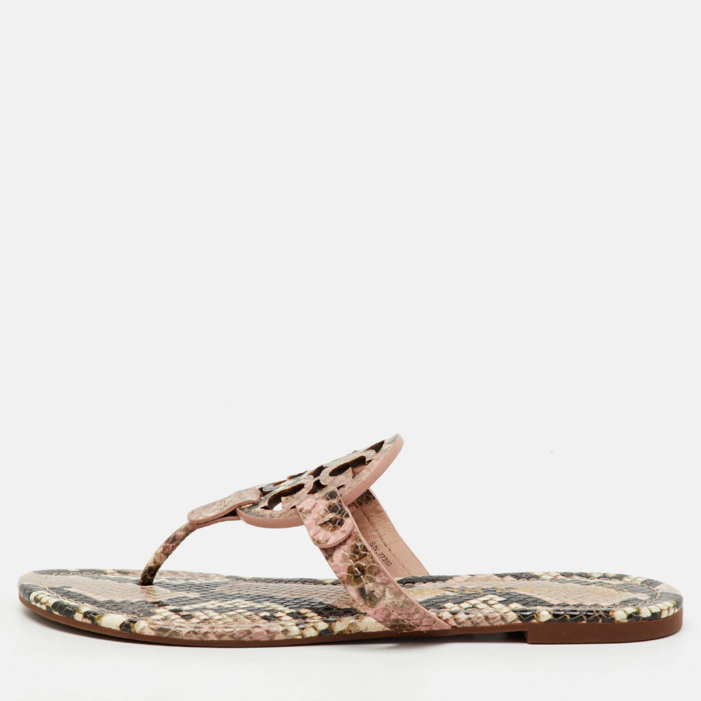 Tory Burch Multicolor Snakeskin Embossed Leather Miller Thong Flats Size 37 Tory Burch Multicolor Snakeskin Embossed Leather Miller Thong Flats Size 37