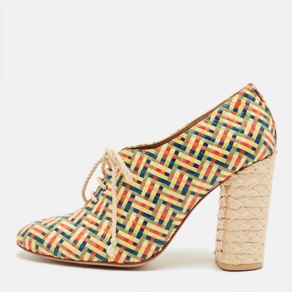 Tory Burch Fabienne Size 37.5 Multicolor Straw Booties Tory Burch Fabienne Size 37.5 Multicolor Straw Booties