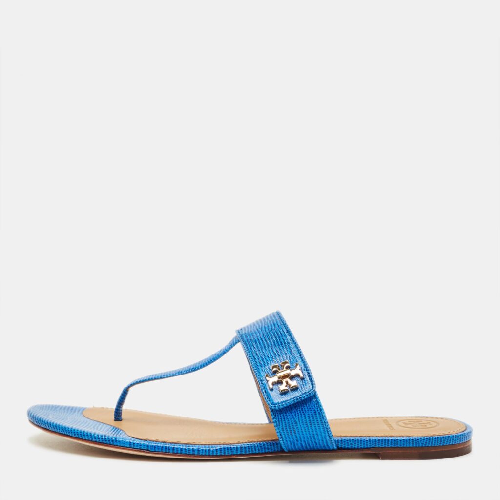 Tory Burch Miller Size 40 Blue Leather Thong Sandals Tory Burch Miller Size 40 Blue Leather Thong Sandals