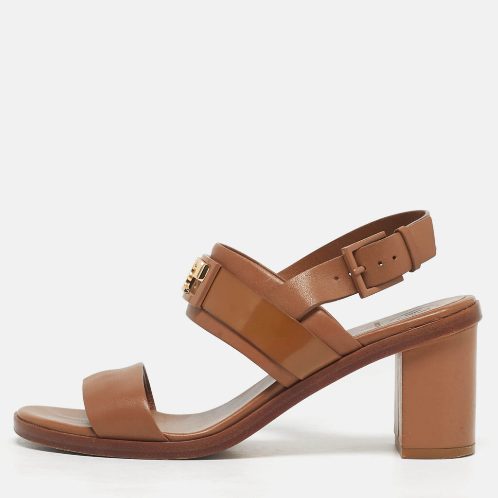 Tory Burch Gigi Size 36 Brown Leather Block Heel Ankle Strap Sandals Tory Burch Gigi Size 36 Brown Leather Block Heel Ankle Strap Sandals