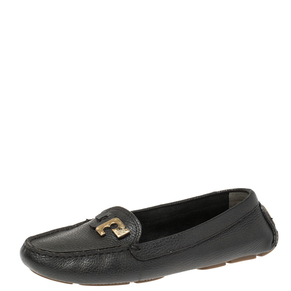 Tory Burch Black Leather Slip on Loafers Size 38 Tory Burch Black Leather Slip on Loafers Size 38