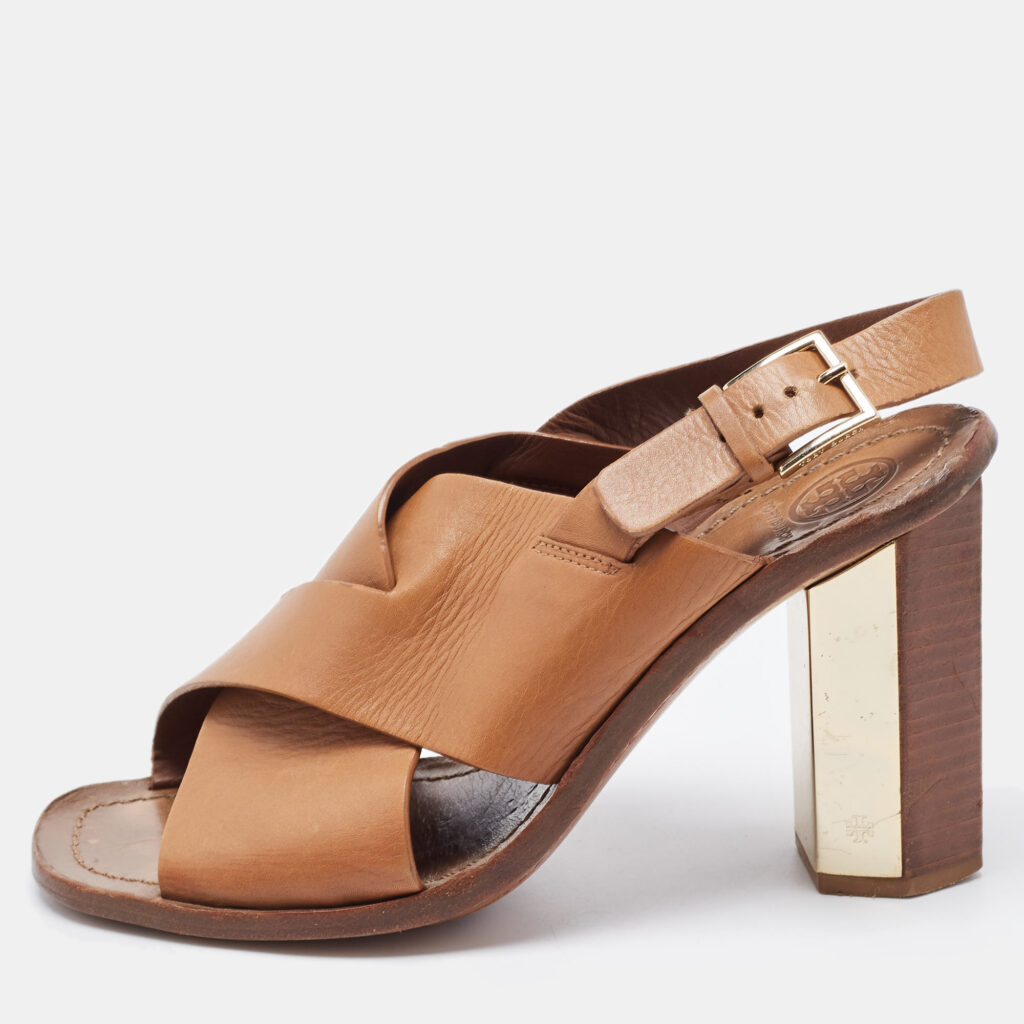 Tory Burch Brown Leather Slingback Sandals Size 38 Tory Burch Brown Leather Slingback Sandals Size 38
