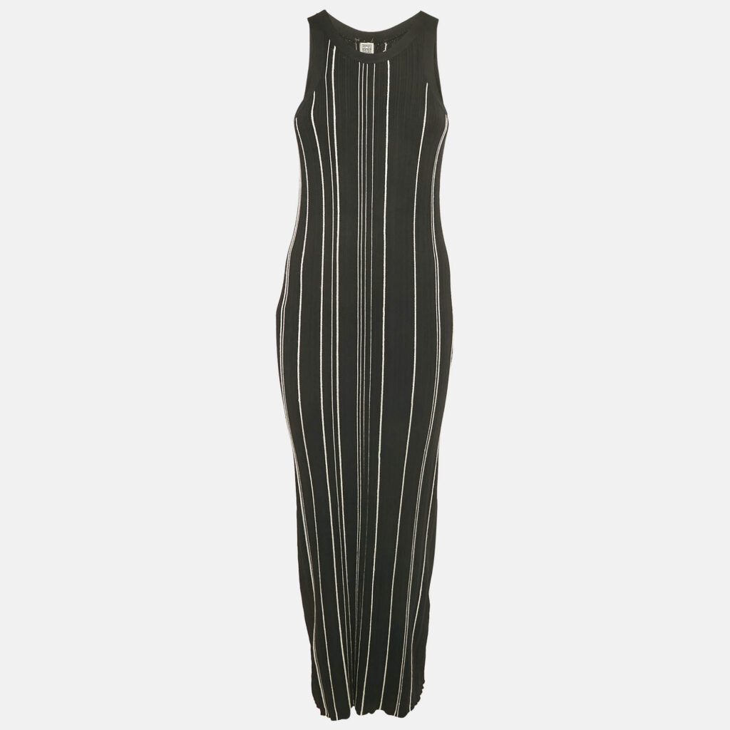 Toteme Black Braided Rib Knit Maxi Dress M