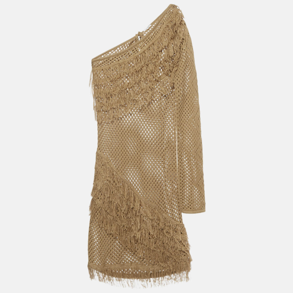 Tularosa Tan Crochet One Shoulder Peek A Boo Mini Dress L Tularosa Tan Crochet One Shoulder Peek A Boo Mini Dress L