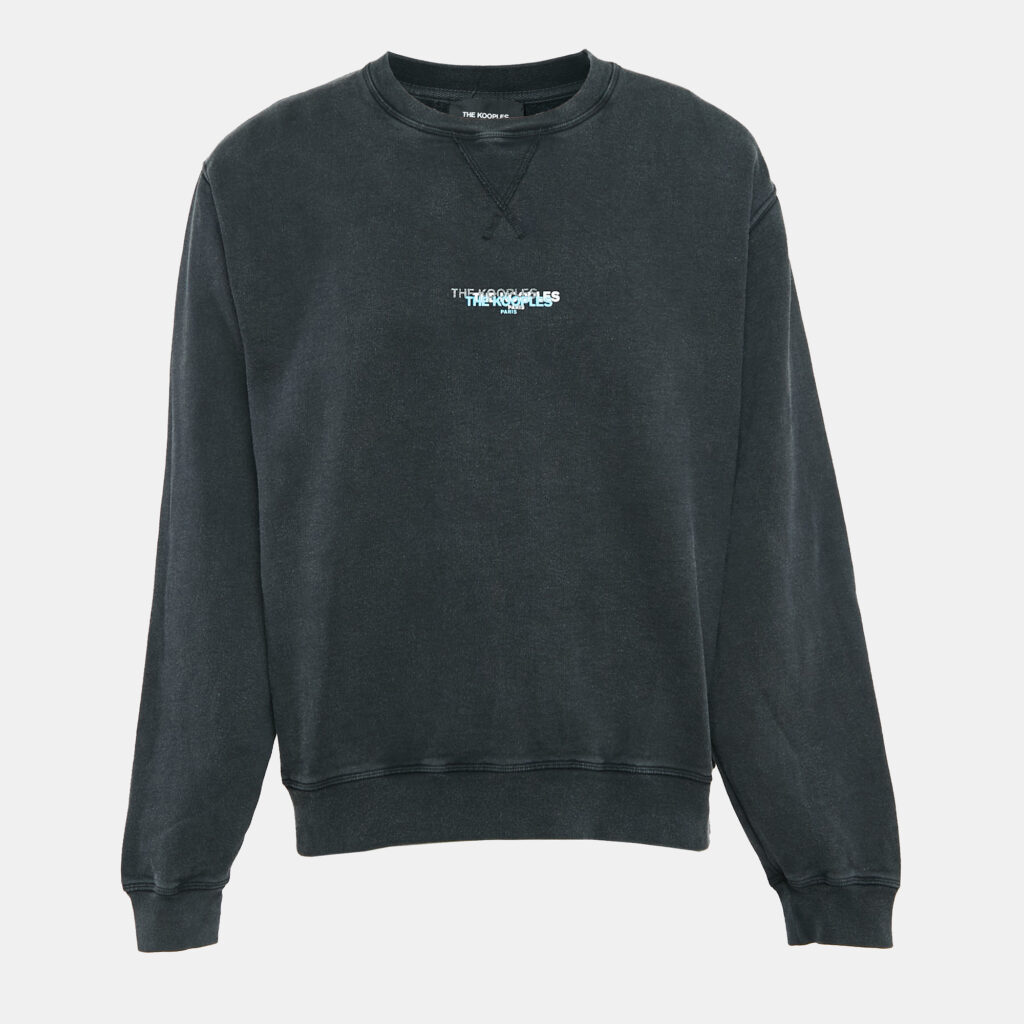 The Kooples Grey Logo Print Faded Cotton Knit Sweatshirt M