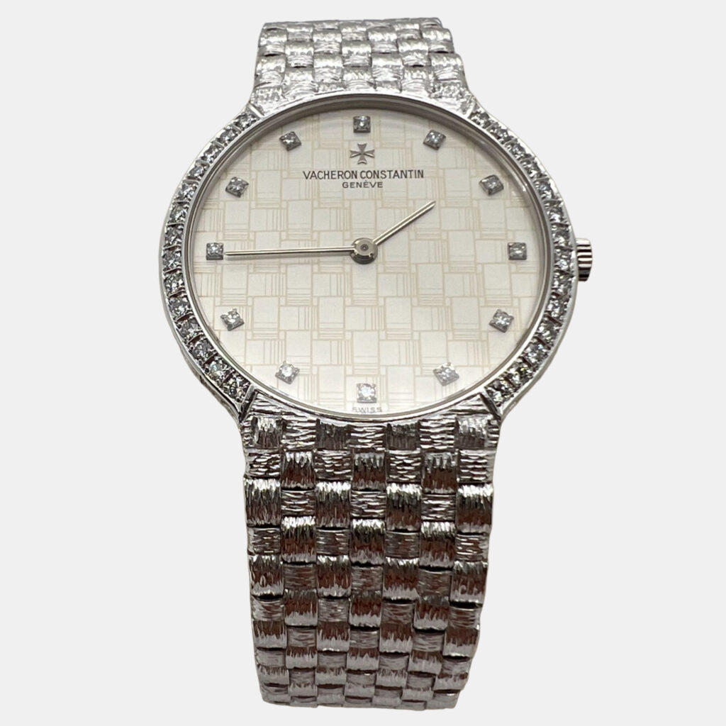 luxury-women-vacheron-constantin-used-watches-p1239727-003.jpg Vacheron Constantin Patrimony Manual Winding Diamond Dial 18K White Gold Women's Wristwatch 32 mm