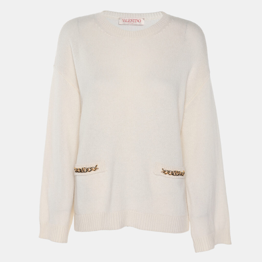 Valentino Cream Cashmere Knit Sweater XS Valentino Cream Cashmere Knit Sweater XS