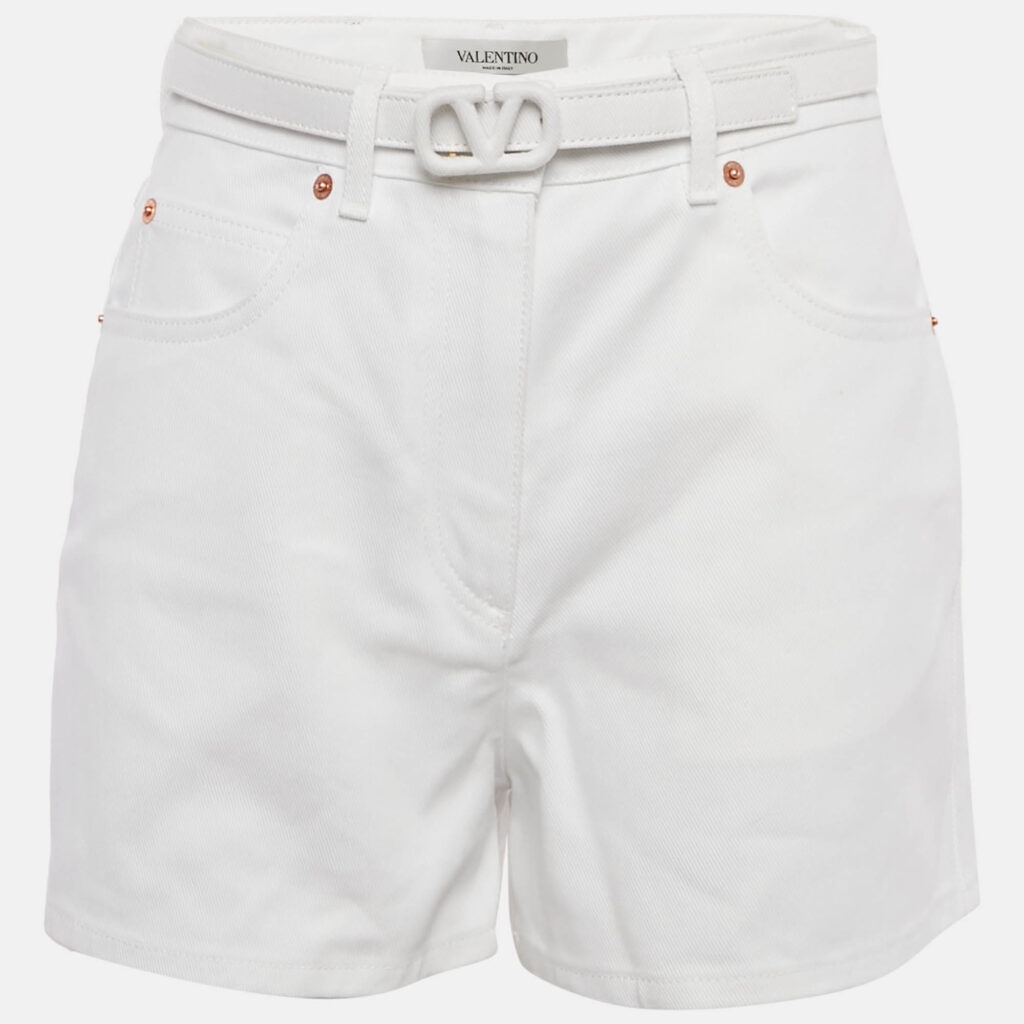 Valentino White Denim Belted Shorts M Waist 28" Valentino White Denim Belted Shorts M Waist 28"