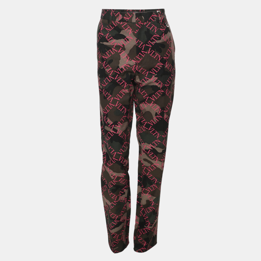 Valentino Multicolor/Pink Cotton VLTN Logo Camouflage Pants L