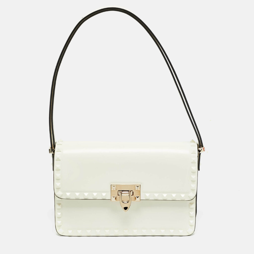 Valentino Rockstud Off White Leather Shoulder Bag Valentino Rockstud Off White Leather Shoulder Bag