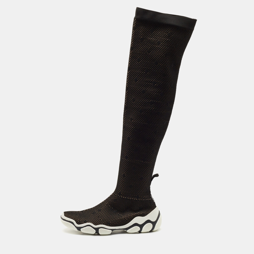 luxury-women-valentino-new-shoes-p1128810-010-1.jpg Valentino Black Stretch Fabric Knee Length Boots Size 39