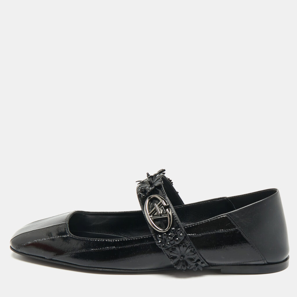 Valentino Black Eel Leather VLogo Locker Mary Jane Ballet Flats Size 39 Valentino Black Eel Leather VLogo Locker Mary Jane Ballet Flats Size 39