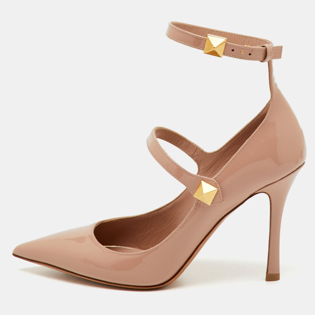 Valentino Beige Patent Leather TipToe Ankle Strap Pumps Size 37.5 Valentino Beige Patent Leather TipToe Ankle Strap Pumps Size 37.5