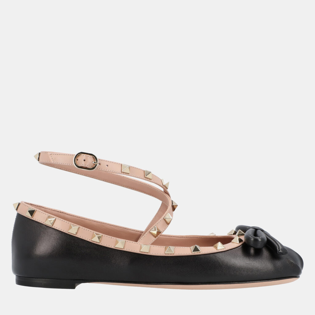 Valentino Rockstud Ballet EU 38 Black Lambskin Flats Valentino Rockstud Ballet EU 38 Black Lambskin Flats