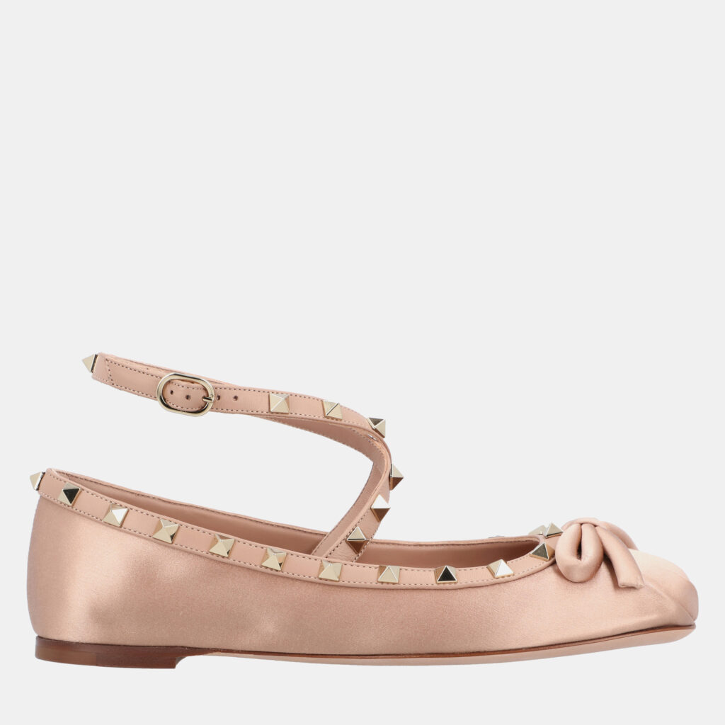 Valentino Rockstud EU 37 Pink Satin Ballerinas Valentino Rockstud EU 37 Pink Satin Ballerinas