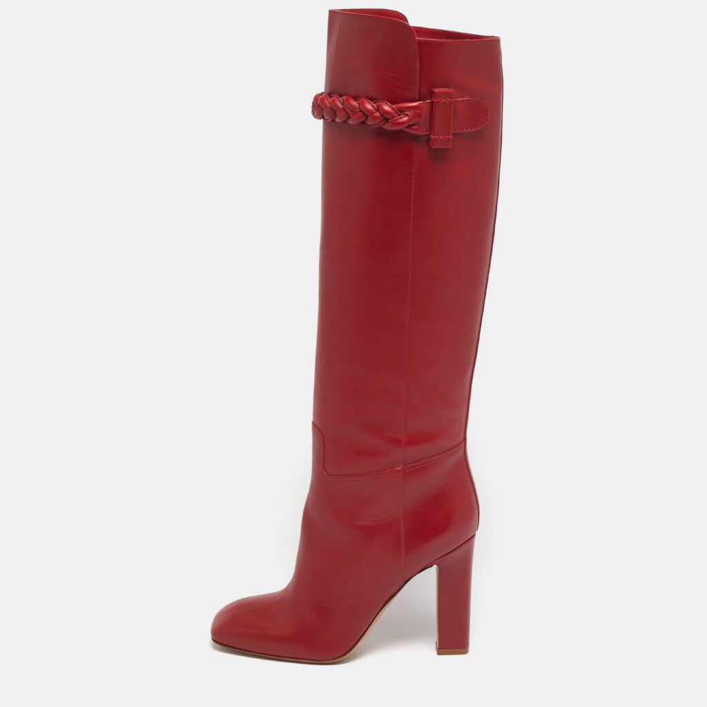 luxury-women-valentino-new-shoes-p1241928-001-1.jpg Valentino Red Leather Knee Length Boots Size 40