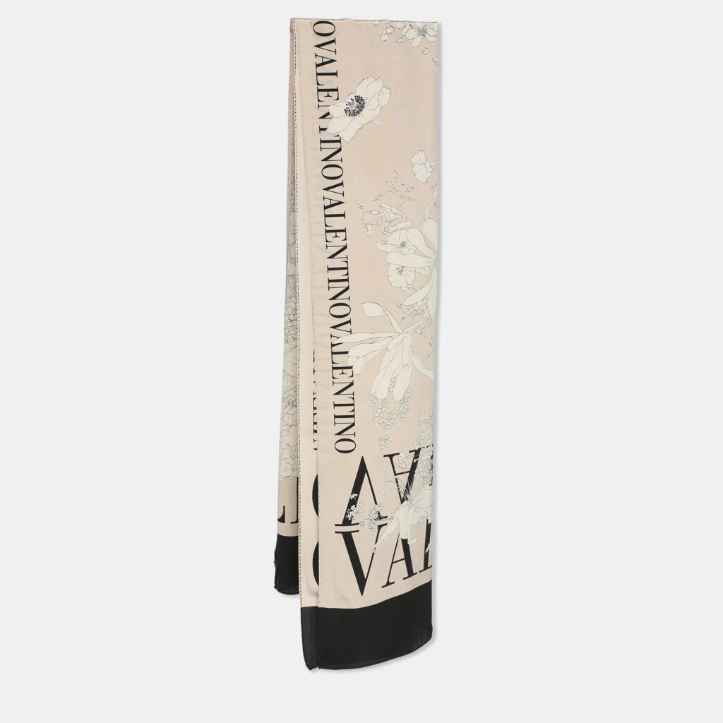 Valentino Beige Floral Print Silk Scarf Valentino Beige Floral Print Silk Scarf