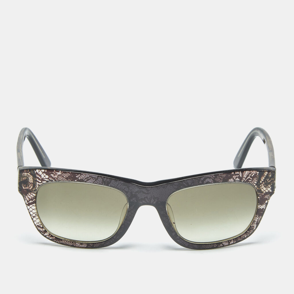 Valentino Black/Grey Gradient V611S Lace Print Square Sunglasses Valentino Black/Grey Gradient V611S Lace Print Square Sunglasses