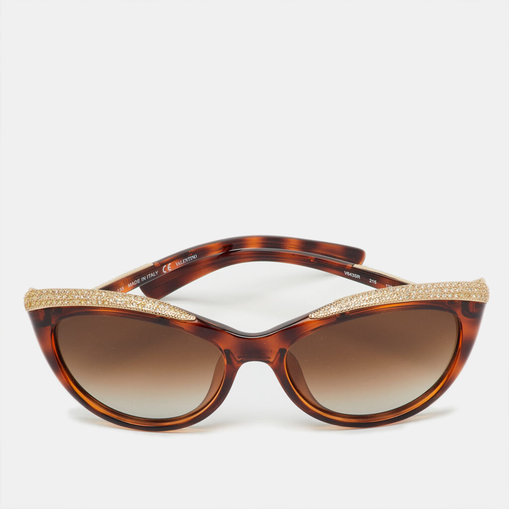 Valentino Havana/Brown Gradient V643SR Crystal Cat-Eye Sunglasses