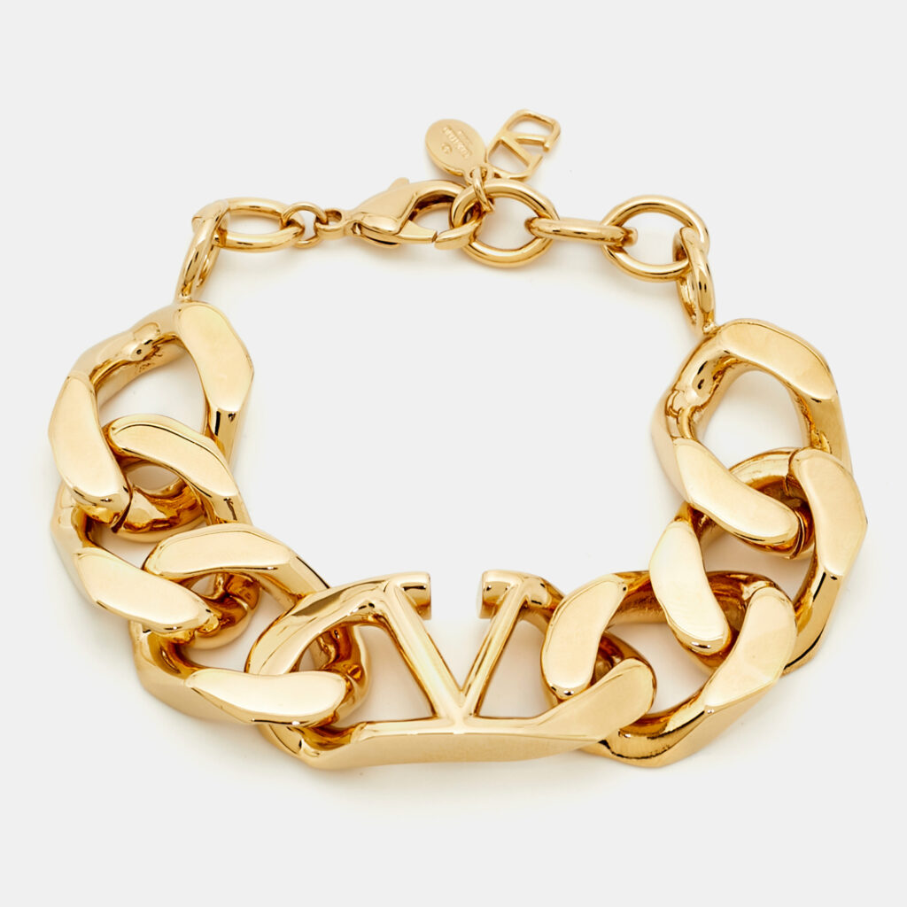 Valentino Chunky Vlogo Gold Tone Chain Link Bracelet Valentino Chunky Vlogo Gold Tone Chain Link Bracelet
