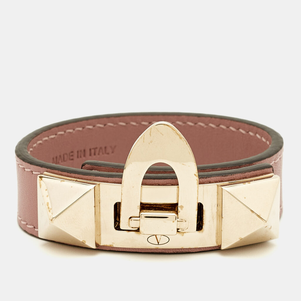 Valentino Rockstud Leather Gold Tone Bracelet S Valentino Rockstud Leather Gold Tone Bracelet S