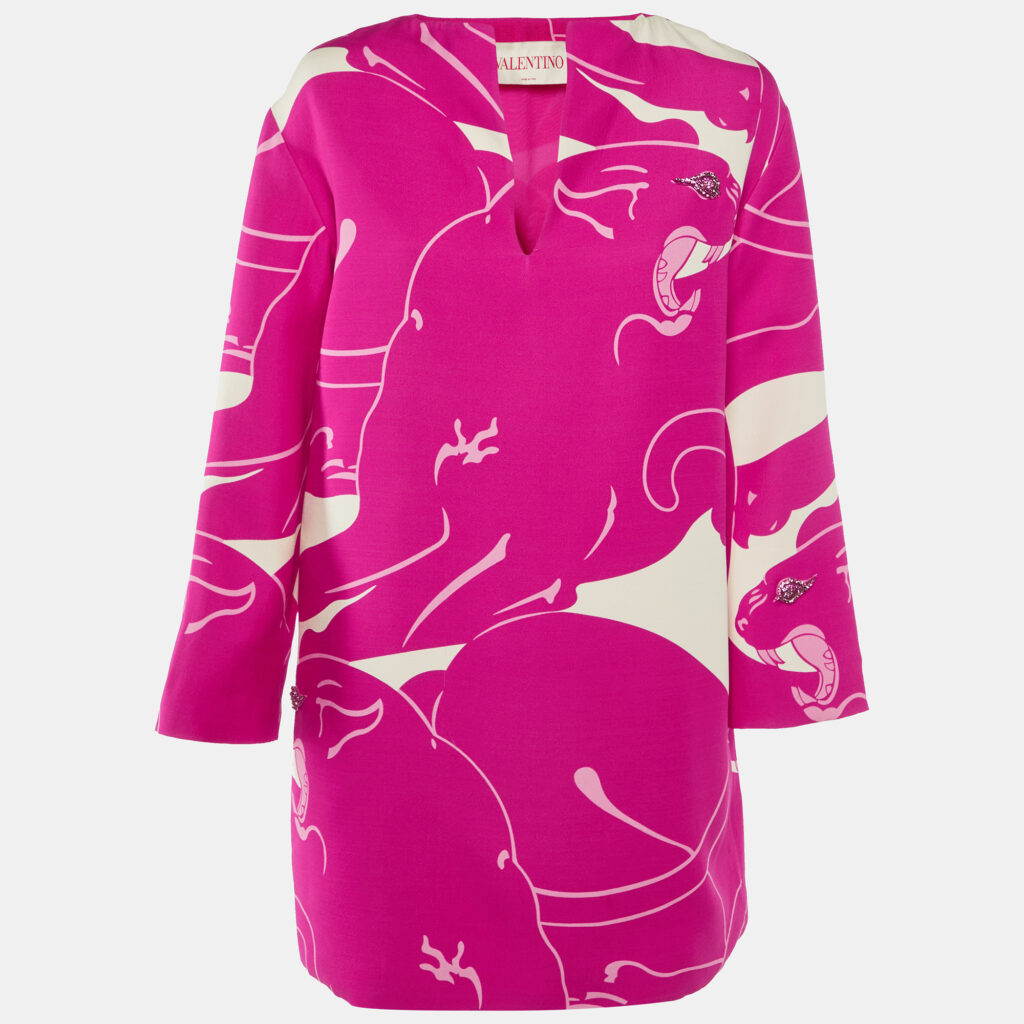 Valentino Pink Printed Stud Detail Silk Mini Dress M Valentino Pink Printed Stud Detail Silk Mini Dress M
