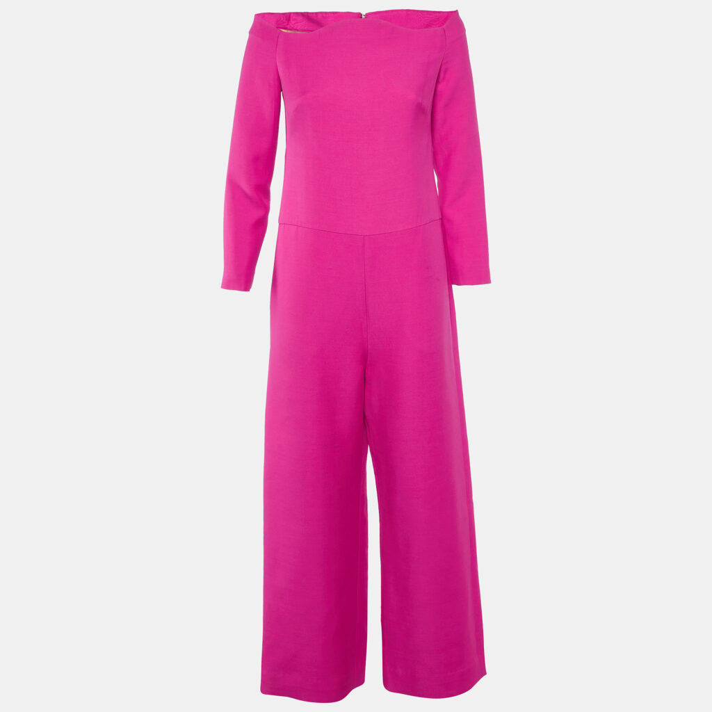 Valentino Pink Wool Blend Off-Shoulder Jumpsuit S Valentino Pink Wool Blend Off-Shoulder Jumpsuit S