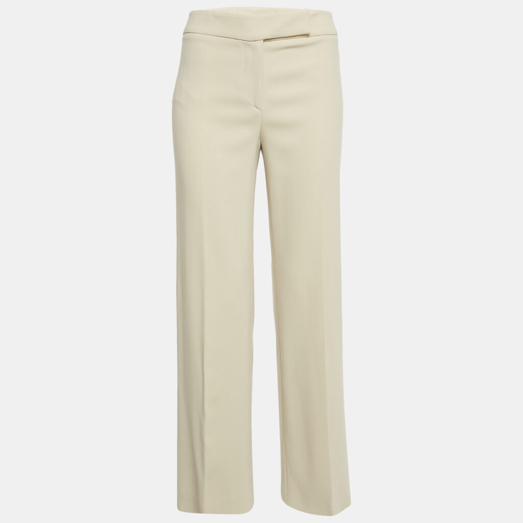 Valentino Beige Crepe Straight Leg Trousers M Valentino Beige Crepe Straight Leg Trousers M