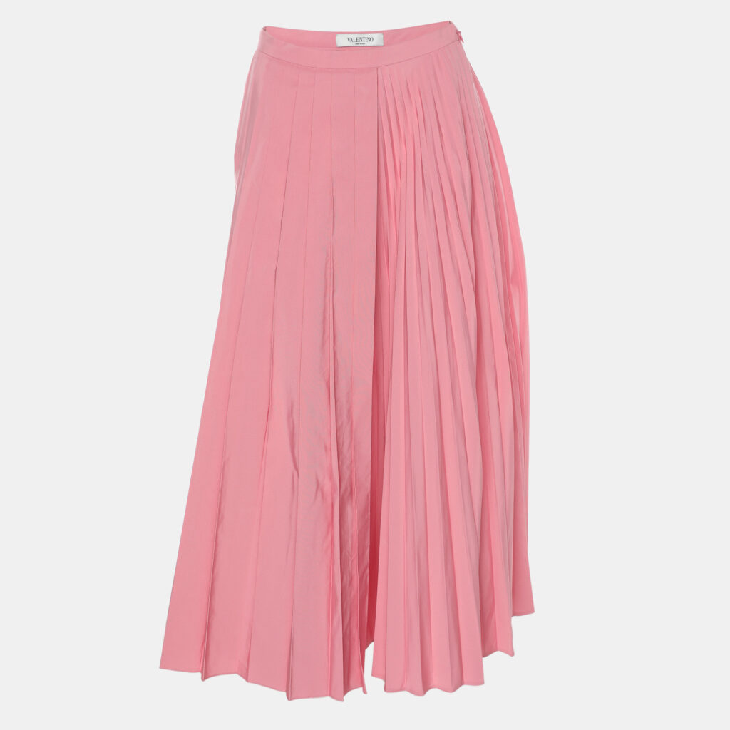 Valentino Pink Cotton Blend Pleated Skirt S Valentino Pink Cotton Blend Pleated Skirt S
