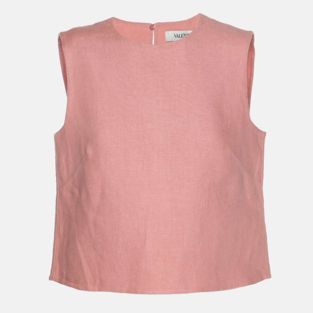 Valentino Pink Linen Sleeveless Top S Valentino Pink Linen Sleeveless Top S