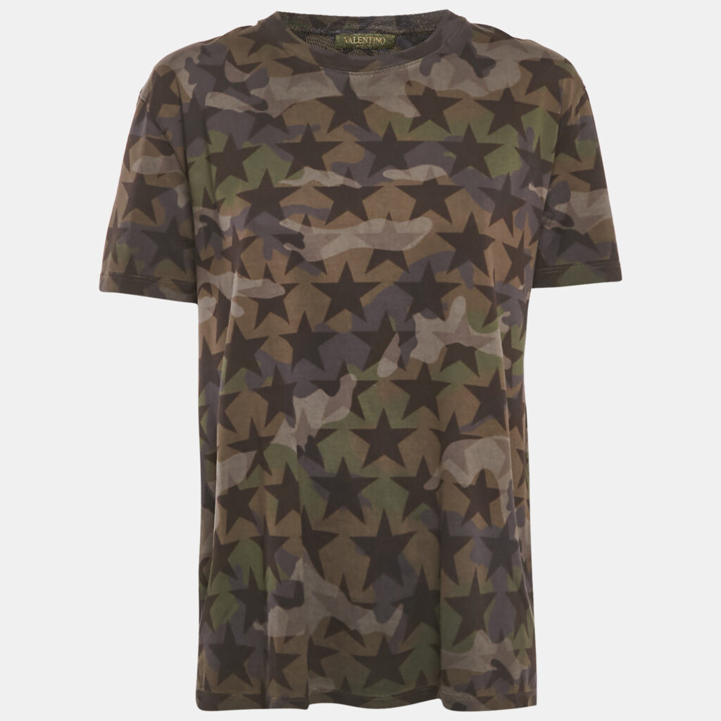 Valentino Green Stars Print Jersey Crewneck T-Shirt S Valentino Green Stars Print Jersey Crewneck T-Shirt S