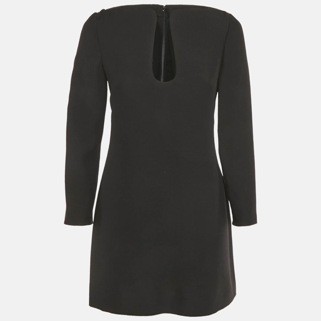 Valentino Black Crepe Keyhole Neck Detail Mini Dress S Valentino Black Crepe Keyhole Neck Detail Mini Dress S