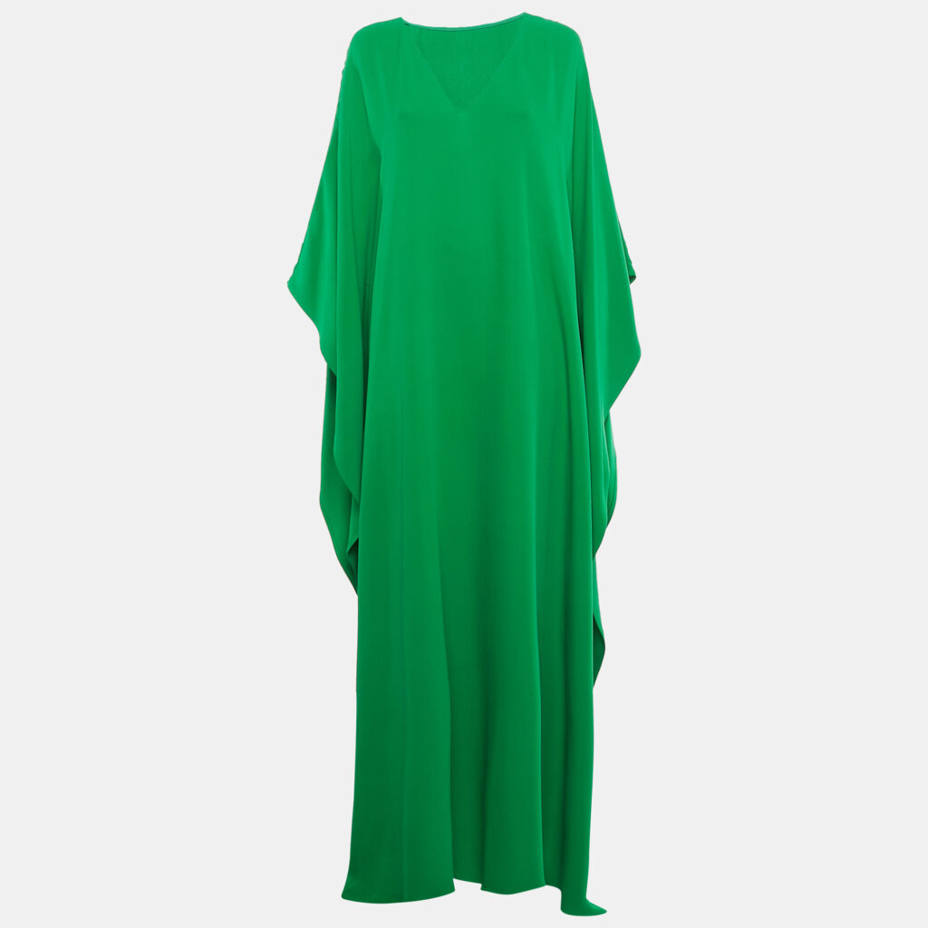 Valentino Green Silk Kaftan Maxi Dress XL