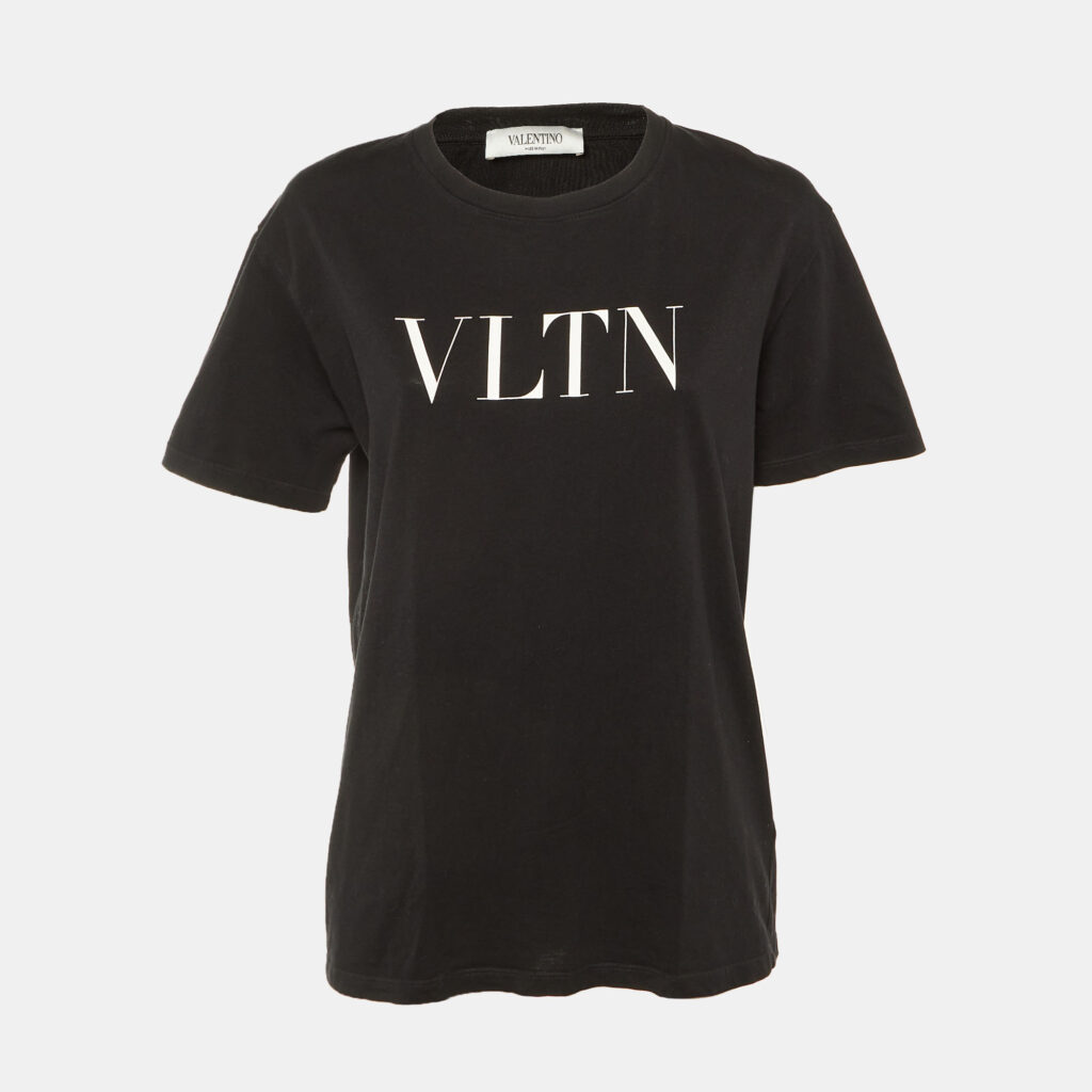 Valentino Black VLTN Print Cotton Crew Neck T-Shirt S Valentino Black VLTN Print Cotton Crew Neck T-Shirt S