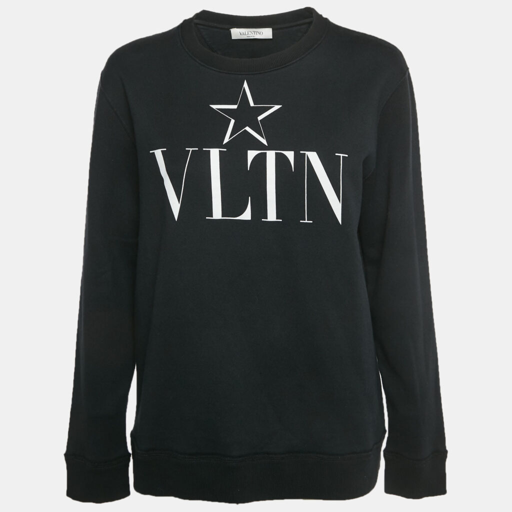 Valentino Black Logo Print Cotton Sweatshirt M Valentino Black Logo Print Cotton Sweatshirt M