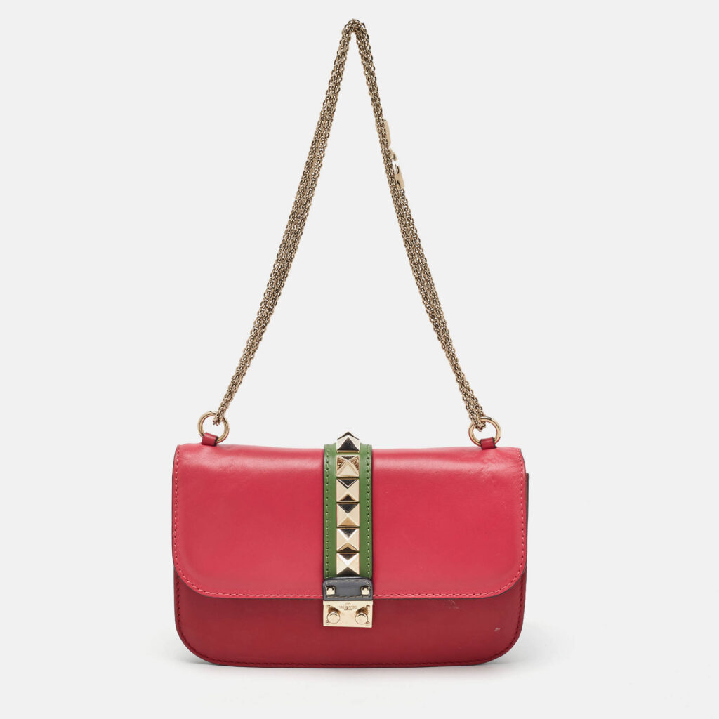 luxury-women-valentino-used-handbags-p1174961-013-1.jpg Valentino Multicolor Leather Medium Glam Lock Flap Chain Shoulder Bag