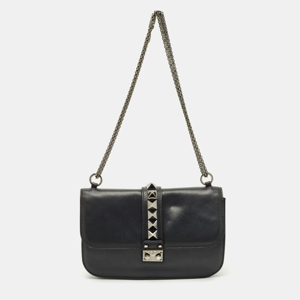 Valentino Black Leather Large Noir Edition Glam Lock Flap Bag Valentino Black Leather Large Noir Edition Glam Lock Flap Bag