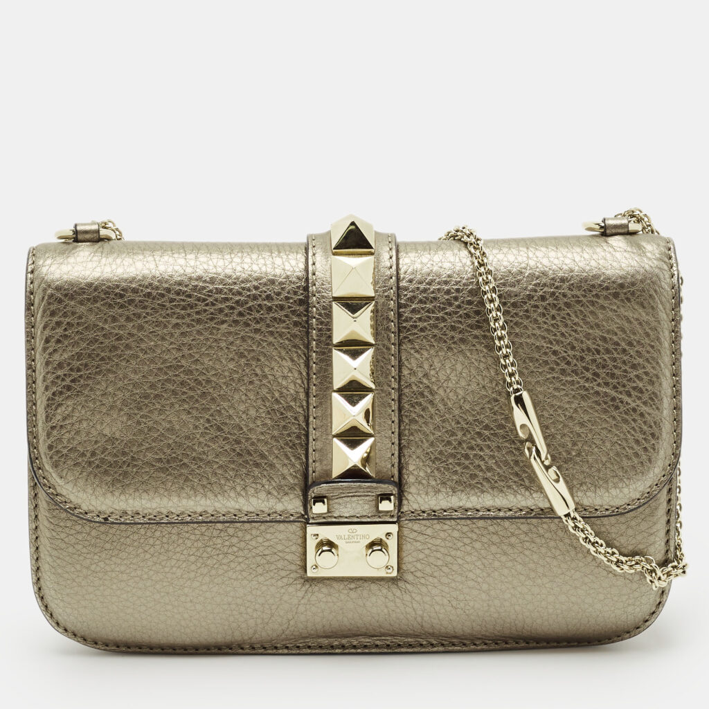 Valentino Metallic Leather Medium Glam Lock Shoulder Bag Valentino Metallic Leather Medium Glam Lock Shoulder Bag