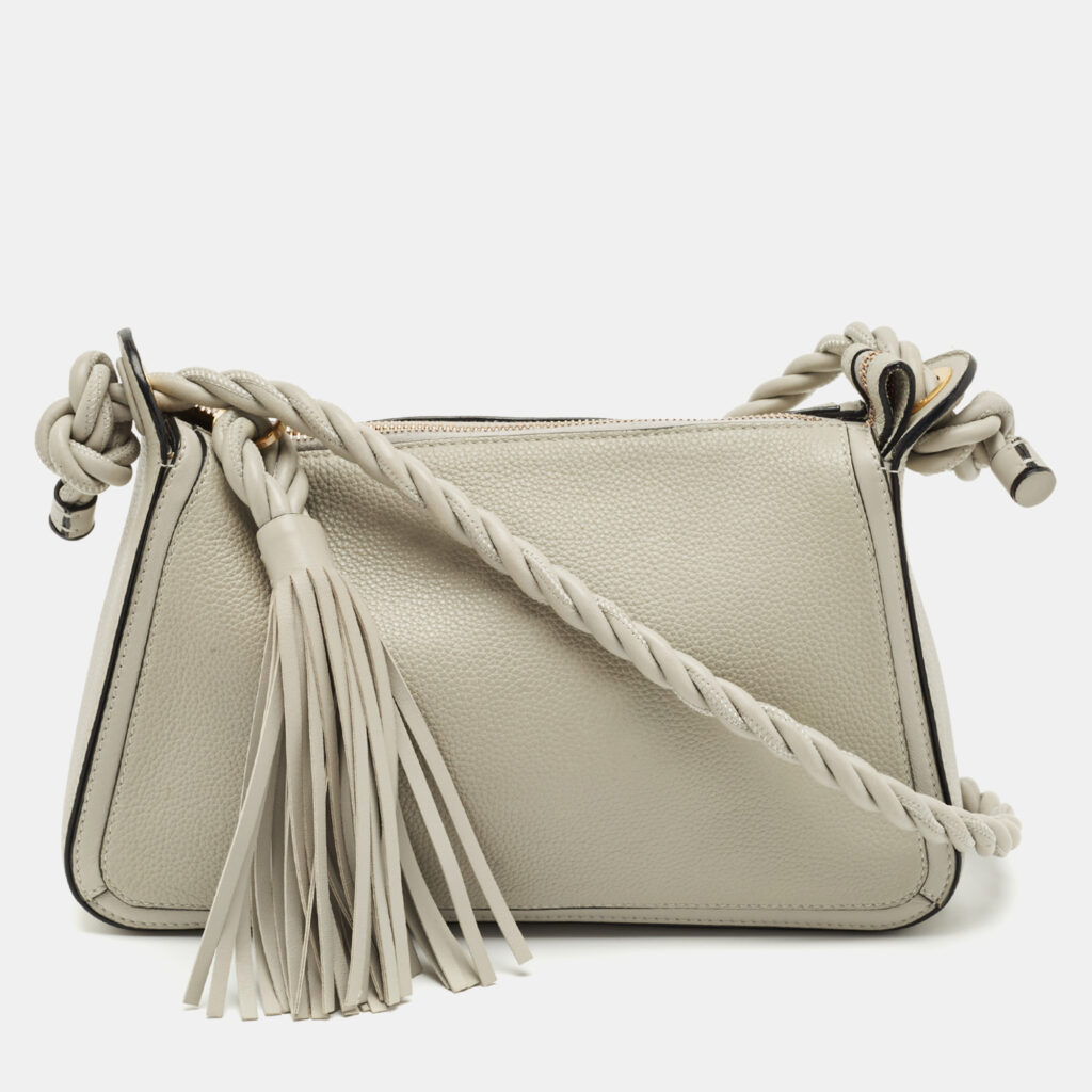 luxury-women-valentino-used-handbags-p1218088-009-1.jpg Valentino Grey Leather Braided and Tassel Shoulder Bag