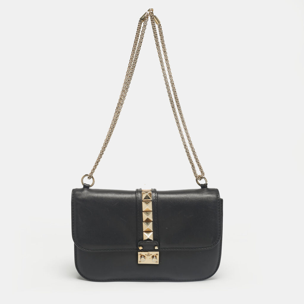 luxury-women-valentino-used-handbags-p1218138-012-1.jpg Valentino Black Leather Medium Glam Lock Shoulder Bag