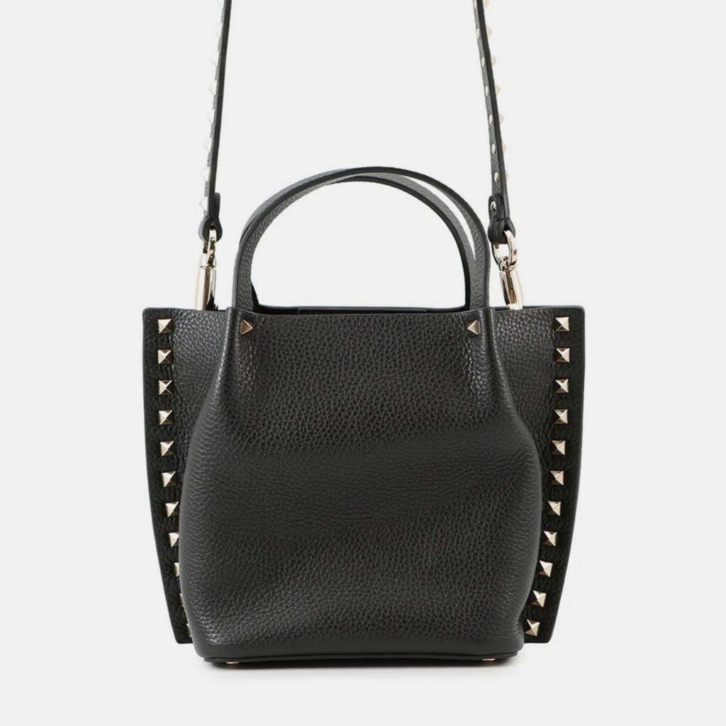 Valentino Garavani Rockstudded Tote Bag Black Leather Valentino Garavani Rockstudded Tote Bag Black Leather