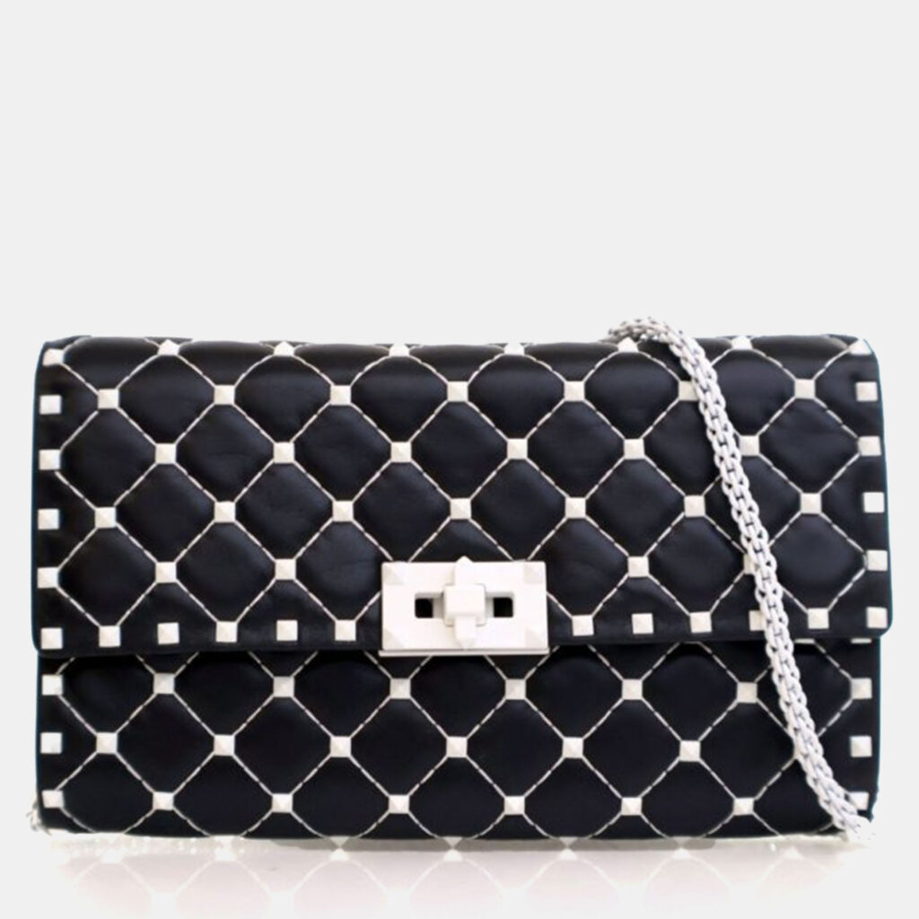 Valentino Lambskin Free Rockstud Spike Wallet On Chain