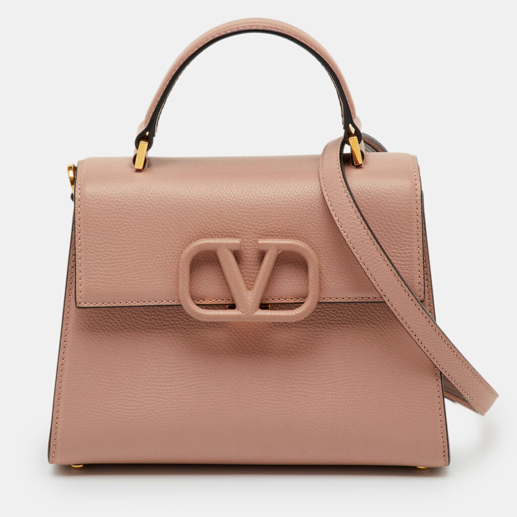 Valentino Beige Leather Small VSling Top Handle Bag Valentino Beige Leather Small VSling Top Handle Bag