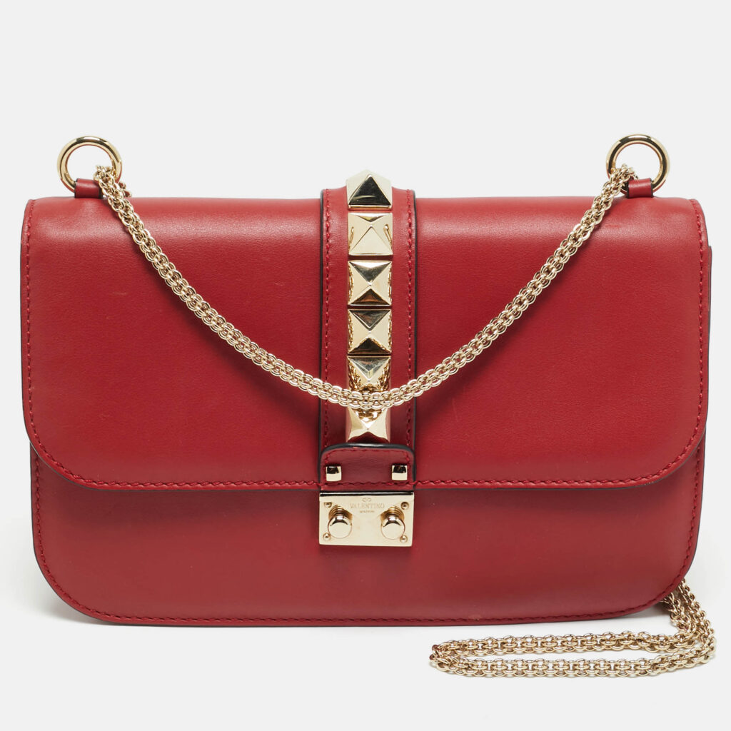 Valentino Red Leather Medium Glam Lock Shoulder Bag Valentino Red Leather Medium Glam Lock Shoulder Bag