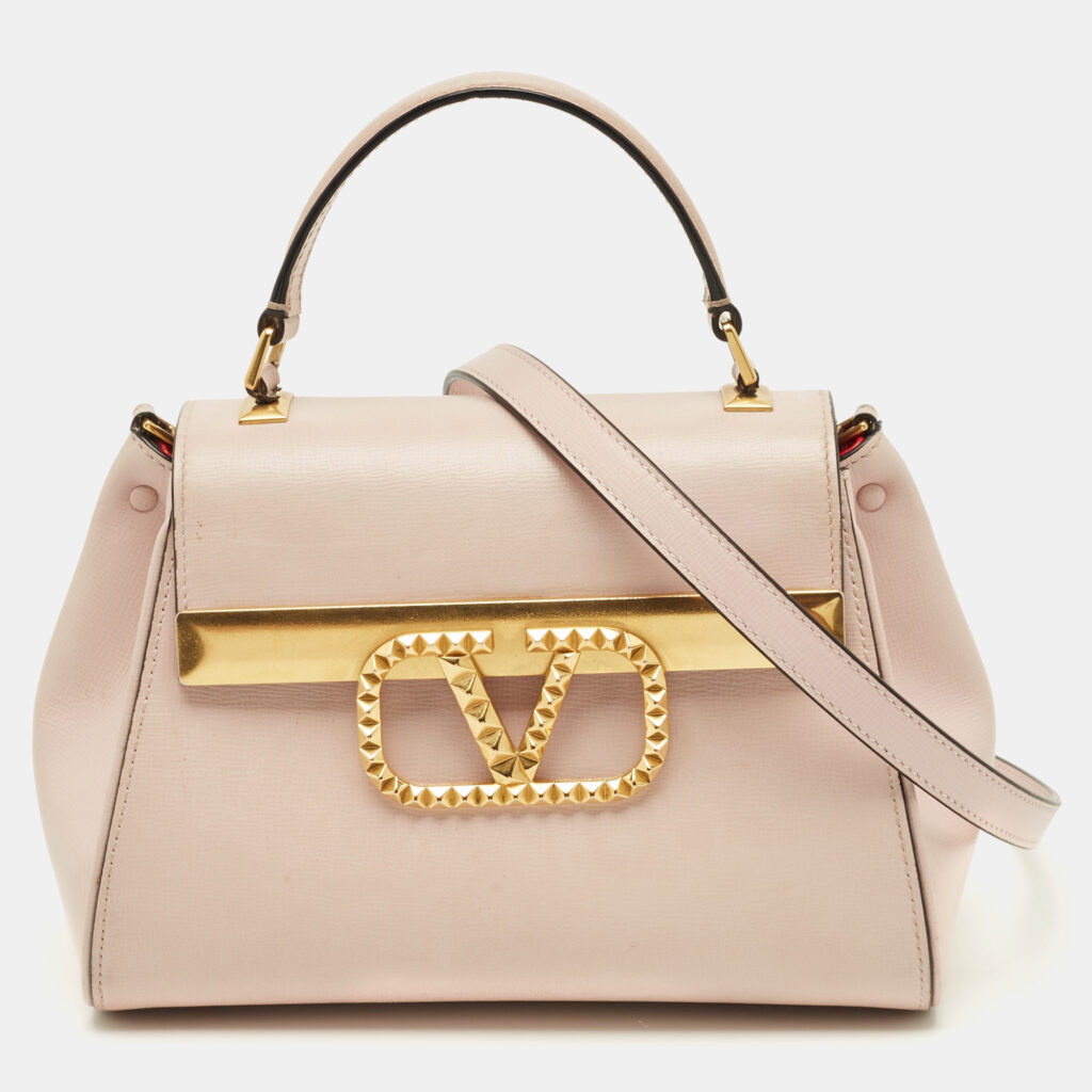 luxury-women-valentino-used-handbags-p1250708-008-1.jpg Valentino Alcove Rockstud Small Pink Leather Top Handle Bag
