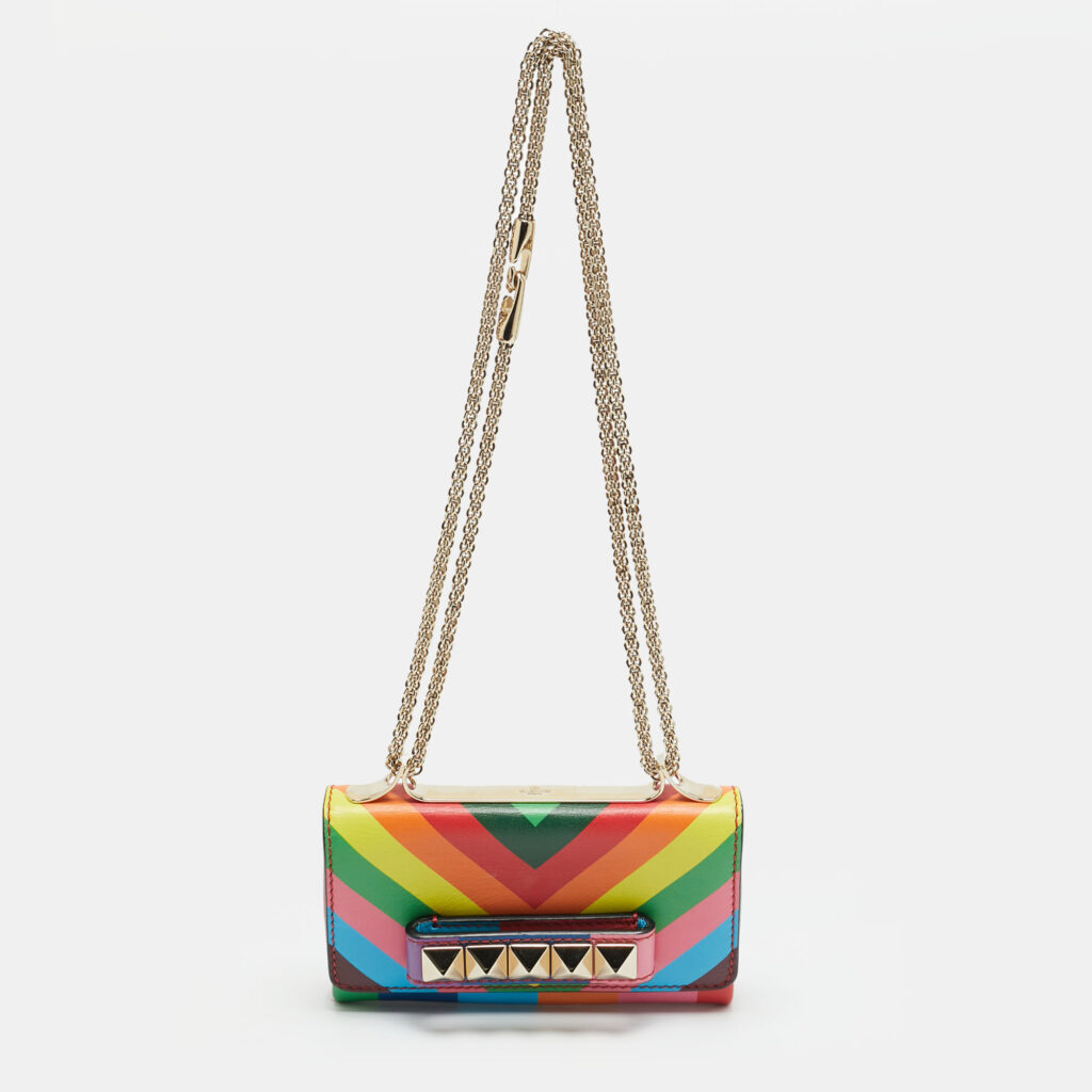 Valentino Va Va Voom 1973 Multicolor Leather Chain Clutch Valentino Va Va Voom 1973 Multicolor Leather Chain Clutch