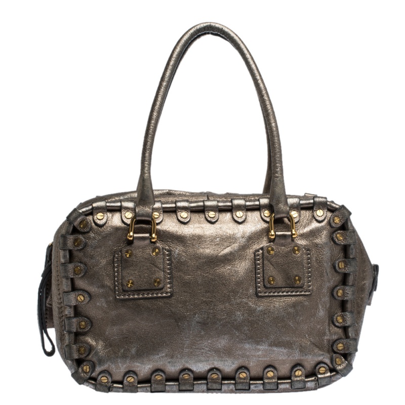 Valentino Metallic Leather Studded Satchel Valentino Metallic Leather Studded Satchel